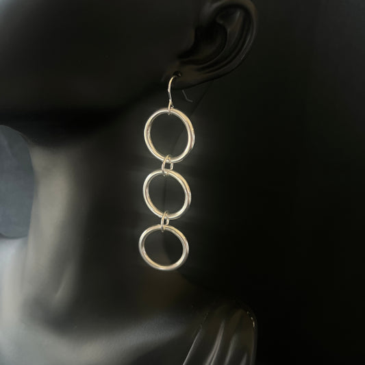 Chunky Sterling Silver Circle Drop Earrings