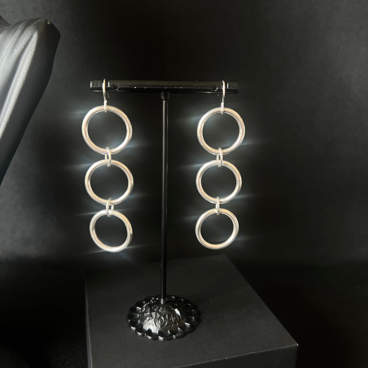 Chunky Sterling Silver Circle Drop Earrings