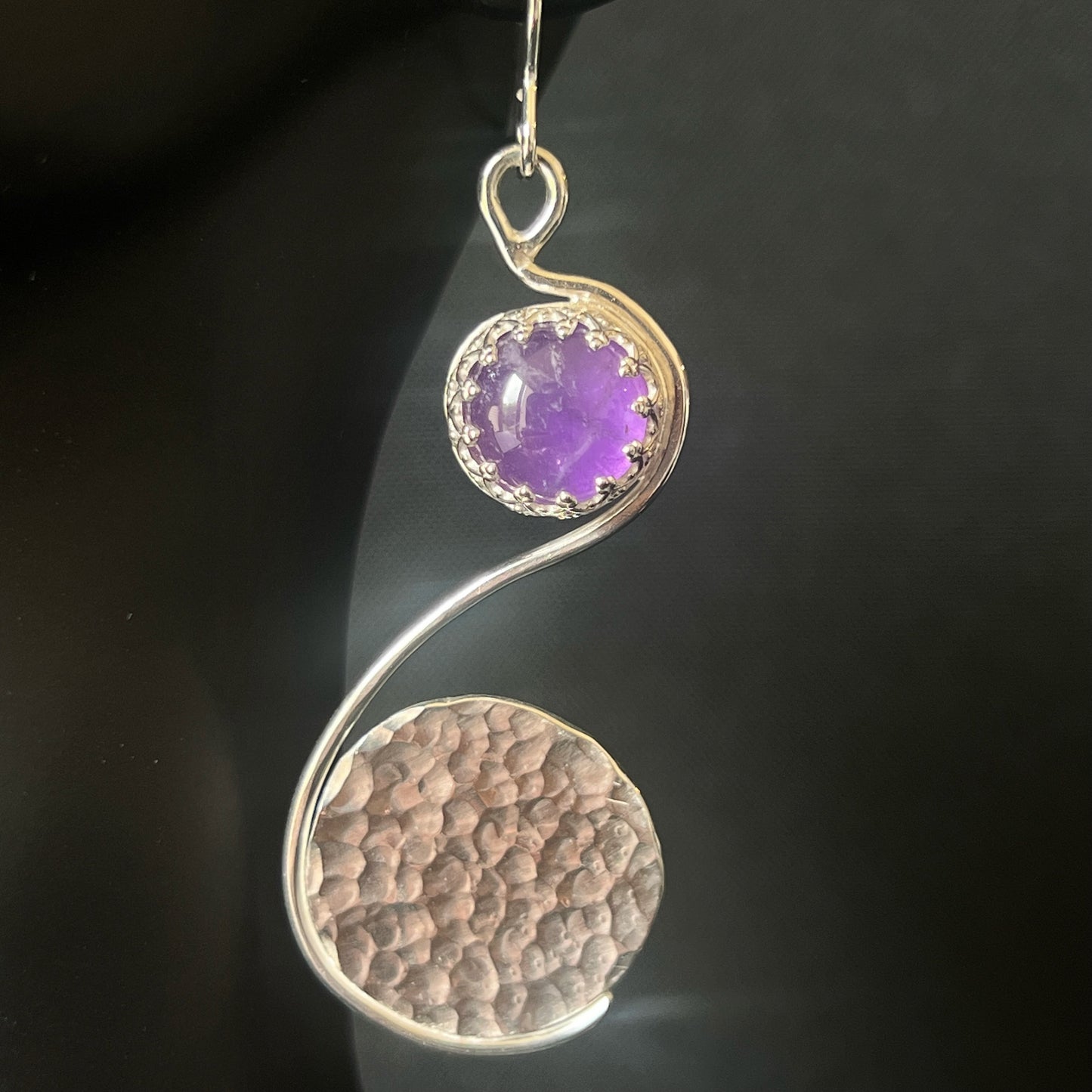 Amethyst Asymmetric Hammered Earrings