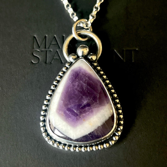 Trapiche Amethyst Sterling Silver Beaded Necklace