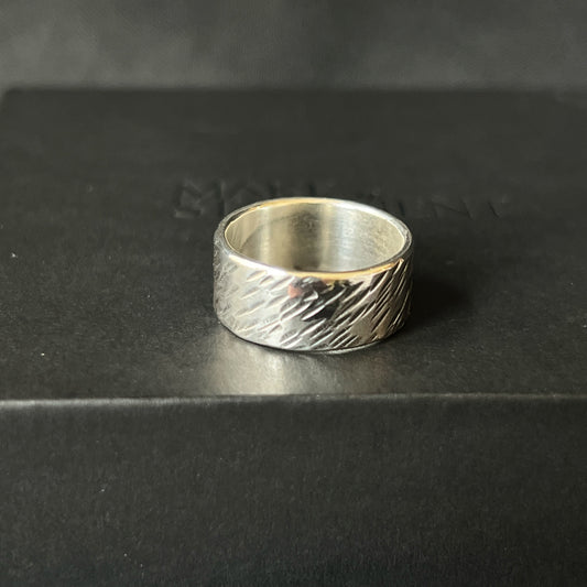 Textured Oxidised Ring - Size J 1/2
