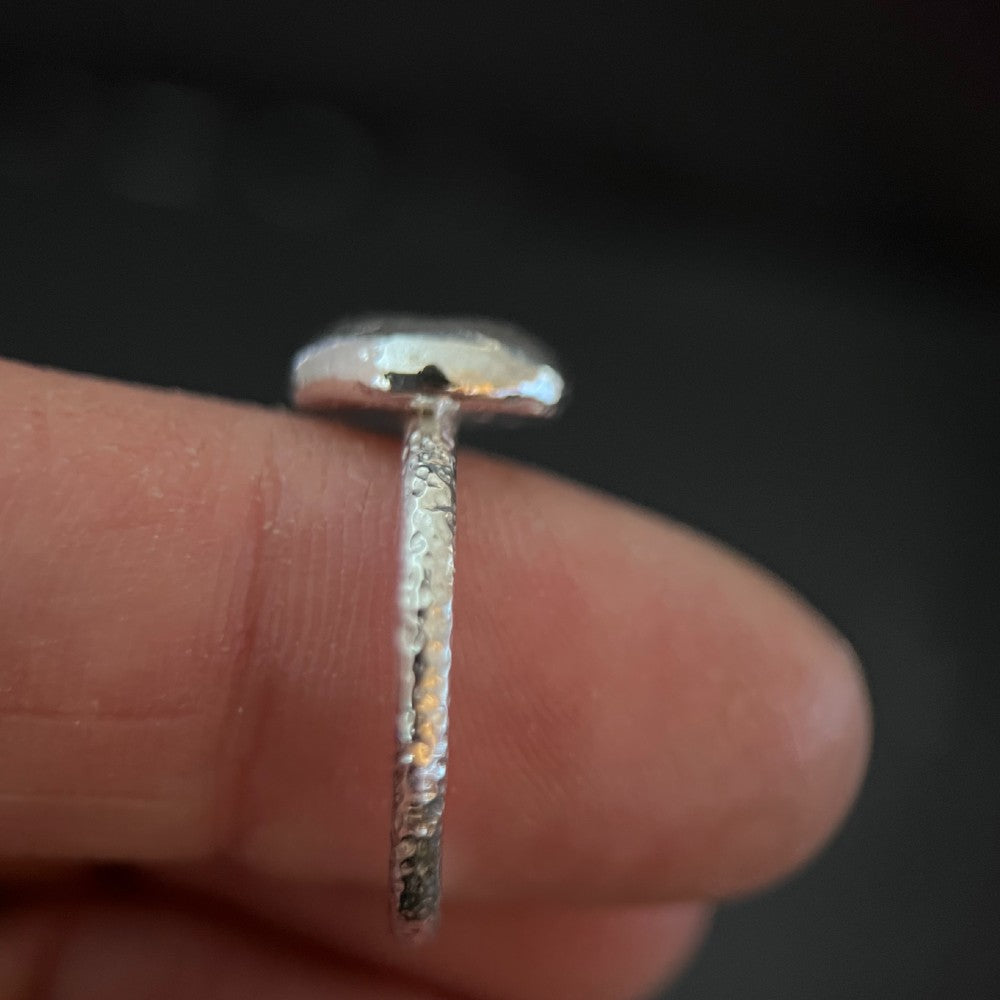 Pebble Sterling Silver Textured Ring - Size N 1/2