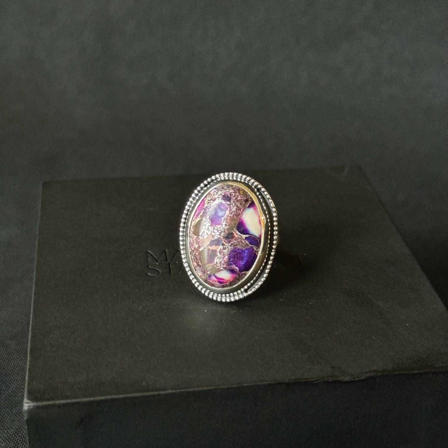 Purple Imperial Jasper Sterling Silver Ring - Size O