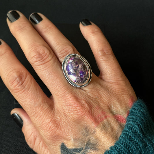 Purple Imperial Jasper Sterling Silver Ring - Size O