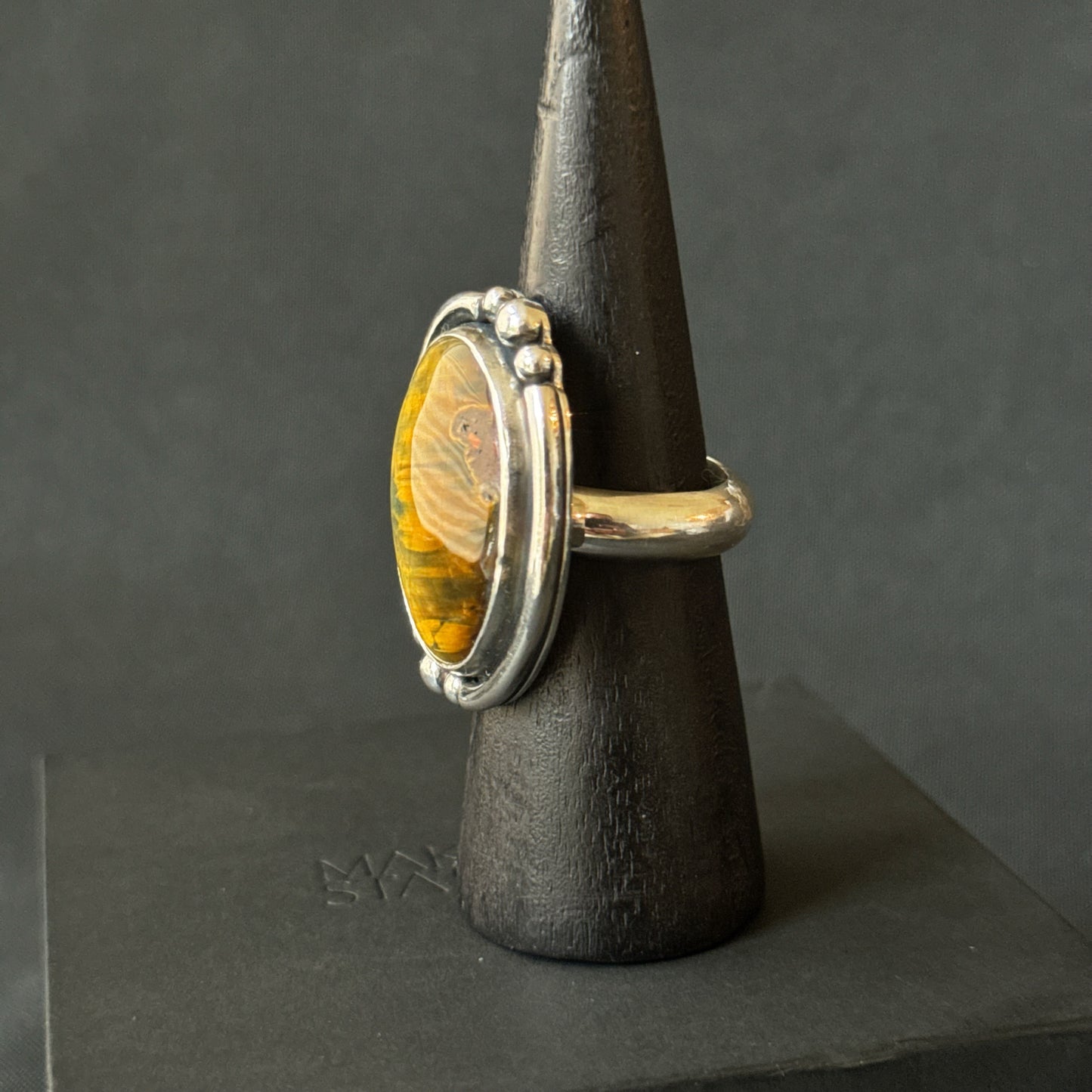 Tigers Eye Sterling Silver Ring - Size V